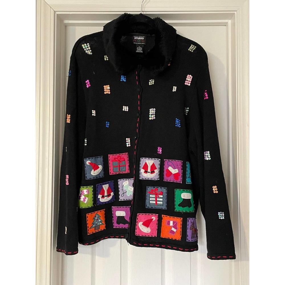 Christmas Cardigan size 2x with removable collar